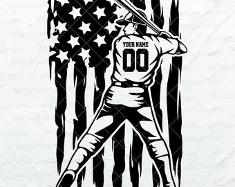US Baseball Player Svg File | Personalized Name | Baseball Team Svg | Baseball Striker Clipart Png Eps Files for Cricut Silhouette Printable