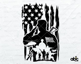 US Soldier Svg File | Military Svg | Veteran Soldier Svg | US Flag | Soldier Cut File | Military Png | US Soldier for Cricut and Silhouette