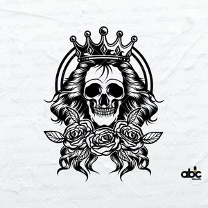 Skull Queen Svg File | Queen Skull Cutfile | Woman Skull Svg | Lady of the Dead Svg | Skull Queen Png | Queen Svg | Skull Svg | Queen Skull