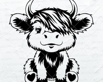 Cute Highland Cow Svg File | Cow Svg | Cute Cow Svg | Baby Cow Svg| Highland Cow Clipart | Dxf Png Eps Files for Cricut Silhouette Printable
