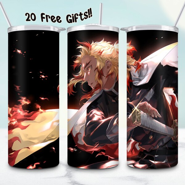 Anime-Manga 20oz Skinny Tumbler Wrap PNG, Japanese Cartoon 20oz Tumbler PNG Sublimation, Tumbler Full Wrap Template, Digital Download