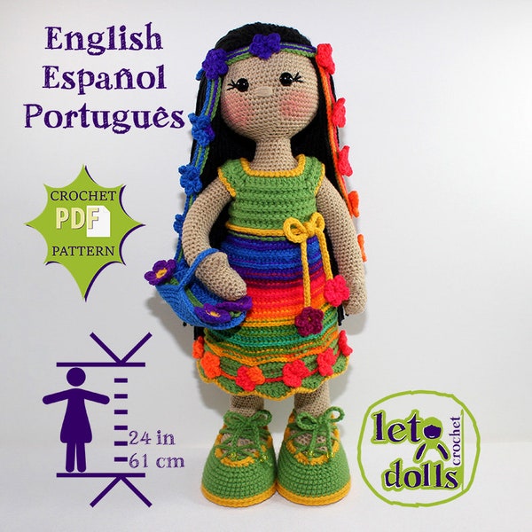 Elena XLarge Crochet Doll Pattern, 24"/61cm Tall, Amigurumi