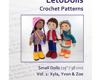 LetoDolls Crochet Patterns Small Dolls (15" / 38 cm) Vol. 1: Xyla, Yvon & Zoe