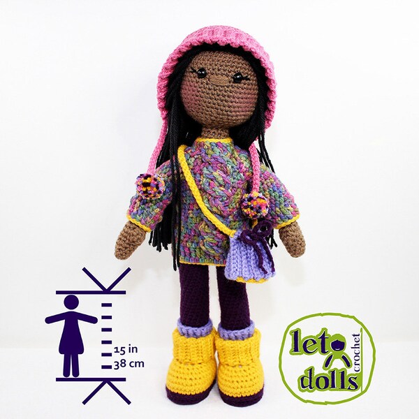 Xyla Small Crochet Doll, Amigurumi, 15"/ 38 cm Tall