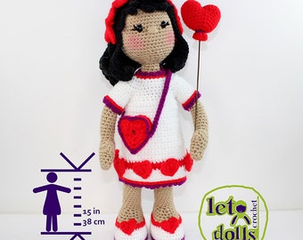 Valentina Small Crochet Doll, Amigurumi, 15"/ 38 cm Tall