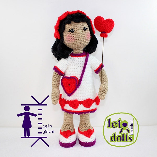 Valentina Small Crochet Doll, Amigurumi, 15"/ 38 cm Tall