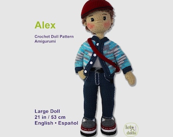 Häkelanleitung für eine 53 cm große Amigurumi-Puppe (PDF), Alex