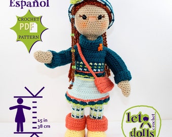 Zoe Small Crochet Doll Pattern, Amigurumi, 15"/ 38 cm Tall