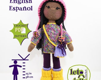 Xyla Small Crochet Doll Pattern, Amigurumi, 15"/ 38 cm Tall