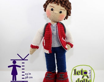 Yvon Small Crochet Doll, Amigurumi, 15"/ 38 cm Tall