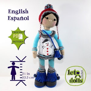 Hanna Large Crochet Doll Pattern, Amigurumi, 21&quot;/ 53 cm Tall