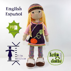 Gabi Large Crochet Doll Pattern, Amigurumi, 21&quot;/ 53 cm Tall