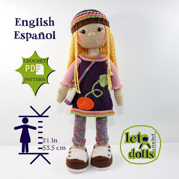 Gabi Large Crochet Doll Pattern, Amigurumi, 21"/ 53 cm Tall