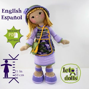 Kaila Large Crochet Doll Pattern, 21"/53cm Tall, Amigurumi