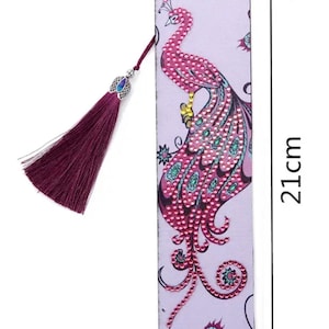 Diamond Painting Pink Peacock Bookmark Kit