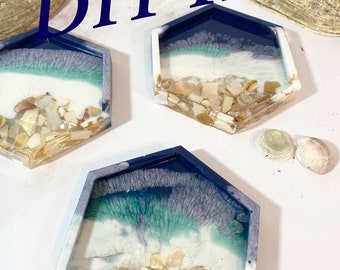 Beach Coasters Craft Kit Gift DIY Resin