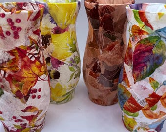 Fall Vase DIY Decoupage Project With Napkins