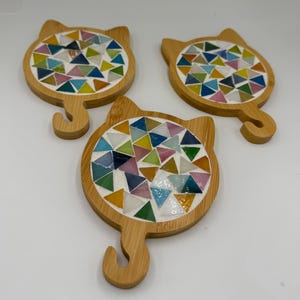 Mosaic Cat Coasters DIY Kit Glass Tiles