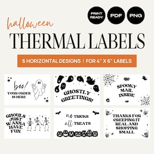Horizontal Spooky Halloween 4x6 Digital Thermal Labels | for small business, packaging, shipping | rollo munbyn printers | commercial use