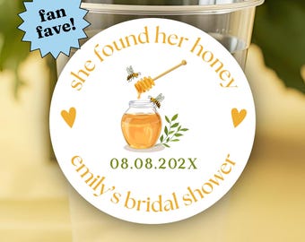 She Found Her Honey circle sticker sheet | bridal party, bridal shower, bridal shower decor idea, Bride to Bee, honey bridal shower