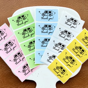Thank You Mail Truck rectangle labels | thermal sticker labels for small business, shops, envelopes, mailing, shipping, supplies