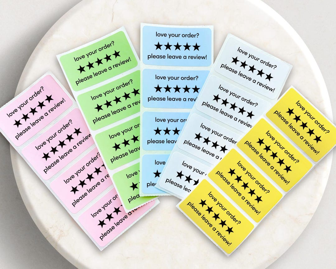 For Review Label Love Your Order Leave A Review Rectangle Labels | Thermal Sticker ...