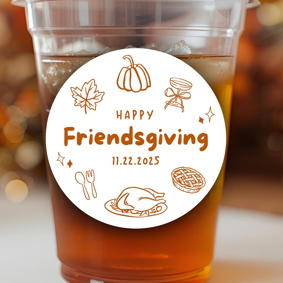 Happy Friendsgiving Circle Sticker Sheet | Friendsgiving Essential ...