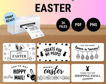 Easter Bunny Digital Thermal Labels | Spring Thermal Labels | small business mailing, shipping | rollo, munbyn printers | commercial