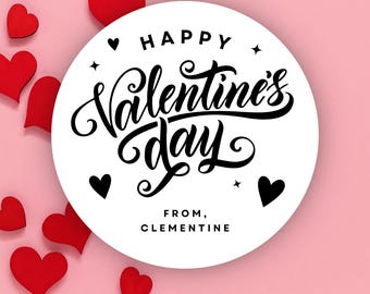 Etiqueta térmica circular para el Día de San Valentín, pegatinas para dulces, pegatinas para fiestas, pegatinas para el aula, pegatinas para el Día de San Valentín infantil.