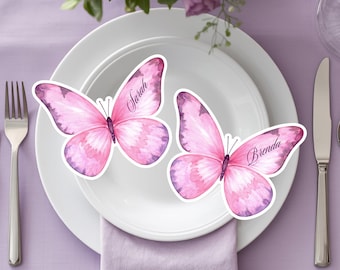 Tarjeta de lugar con mariposas / fiesta nupcial, despedida de soltera, despedida de soltera con mariposas, fiesta temática de mariposas, decoración de mariposas