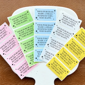 Vous avez acheté une petite entreprise Biz Très très heureux étiquettes rectangulaires | étiquettes autocollantes thermiques pour petites entreprises, enveloppes, courrier, expédition