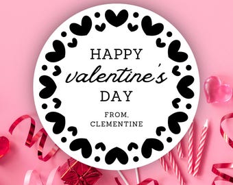 Etiqueta personalizada para San Valentín, etiqueta térmica circular, pegatinas para dulces, pegatinas para fiestas, pegatinas para el aula, pegatinas para el día de San Valentín de los niños.