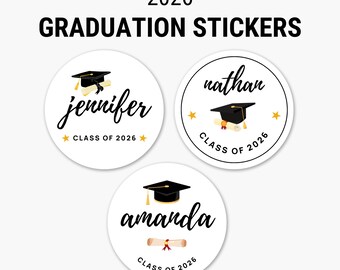 2026 Graduation circle sticker sheet | Party Favors | Class of 2026 Decor | High School and College Grads | Graduation Party Decor