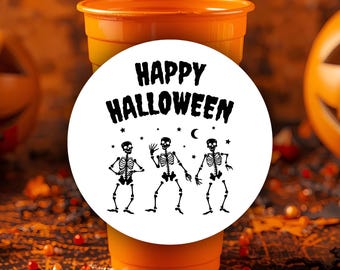 Etiqueta térmica circular para Halloween, decoración de fiesta de Halloween, decoración espeluznante, pegatinas para bebidas, etiqueta para vasos de fiesta.