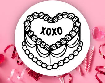Etiqueta de pastel de corazón de San Valentín XOXO / etiqueta térmica circular / Candy Gram, pegatinas para recuerdos de fiesta, pegatinas para el aula, decoración del día de San Valentín