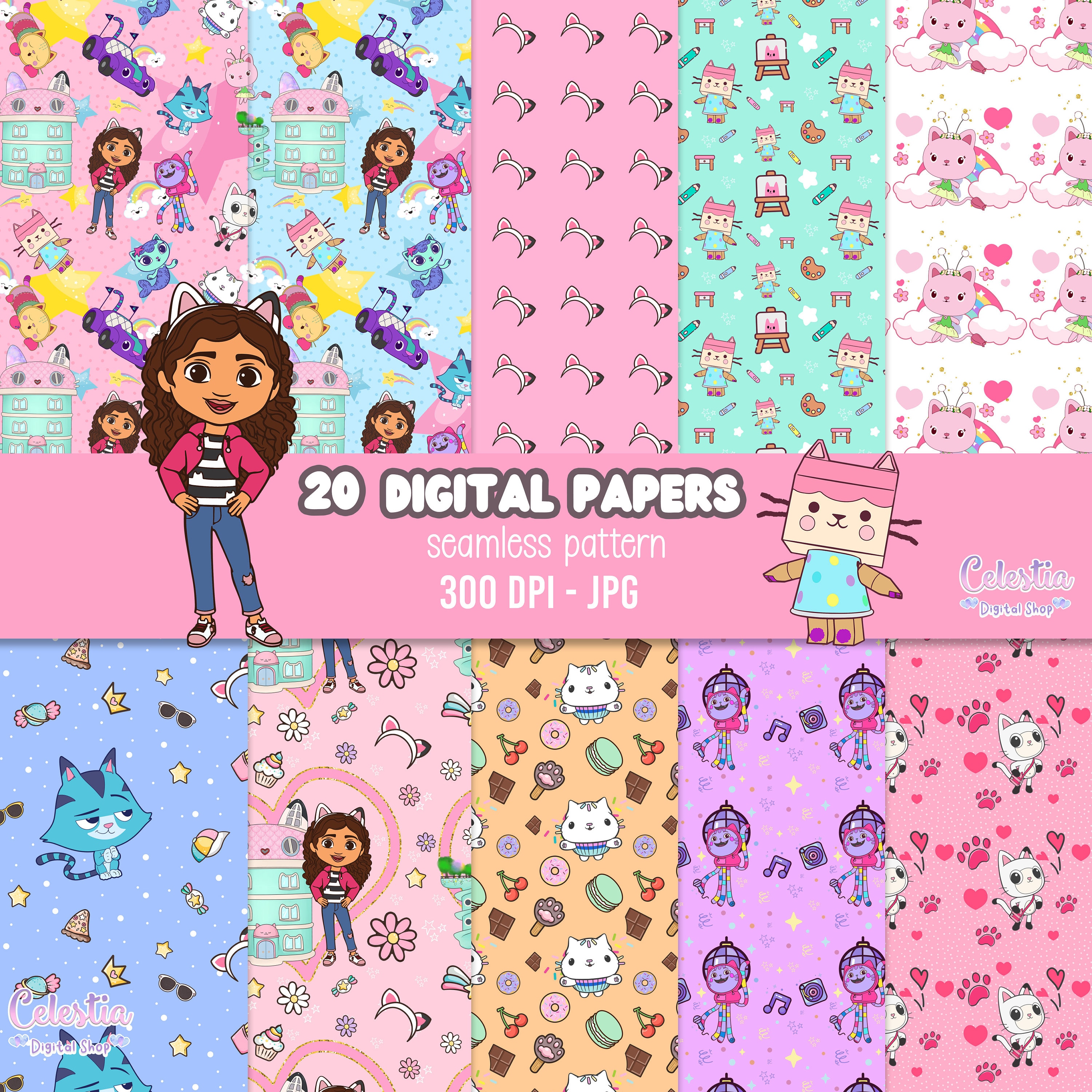 Cute Gabby's dollhouse pastel 20 Digital Paper seamless Etsy