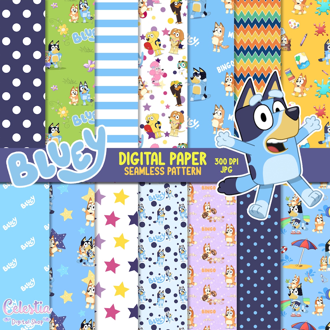 Bluey and family Digital Paper Instant Download Seamless Etsy