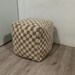 Moroccan Checkered Pouf handmade weaving white and brown colors,Moroccan checkered pouf,square checker pouf, Berber Floor cushion, 