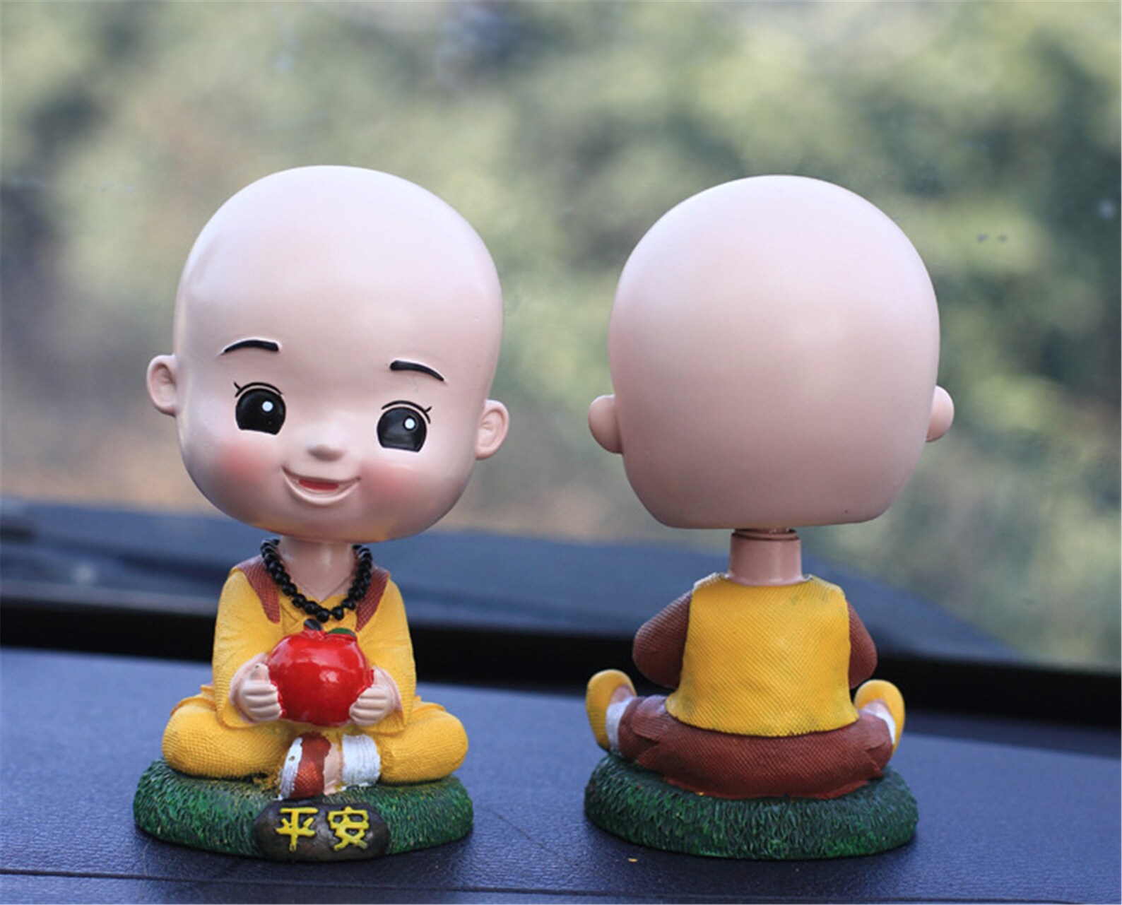 Set Of 4 Mini Buddha Figure Nodding Head Monk Figurines Etsy