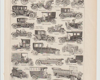 larousse automobile vintage cars original planche 1930