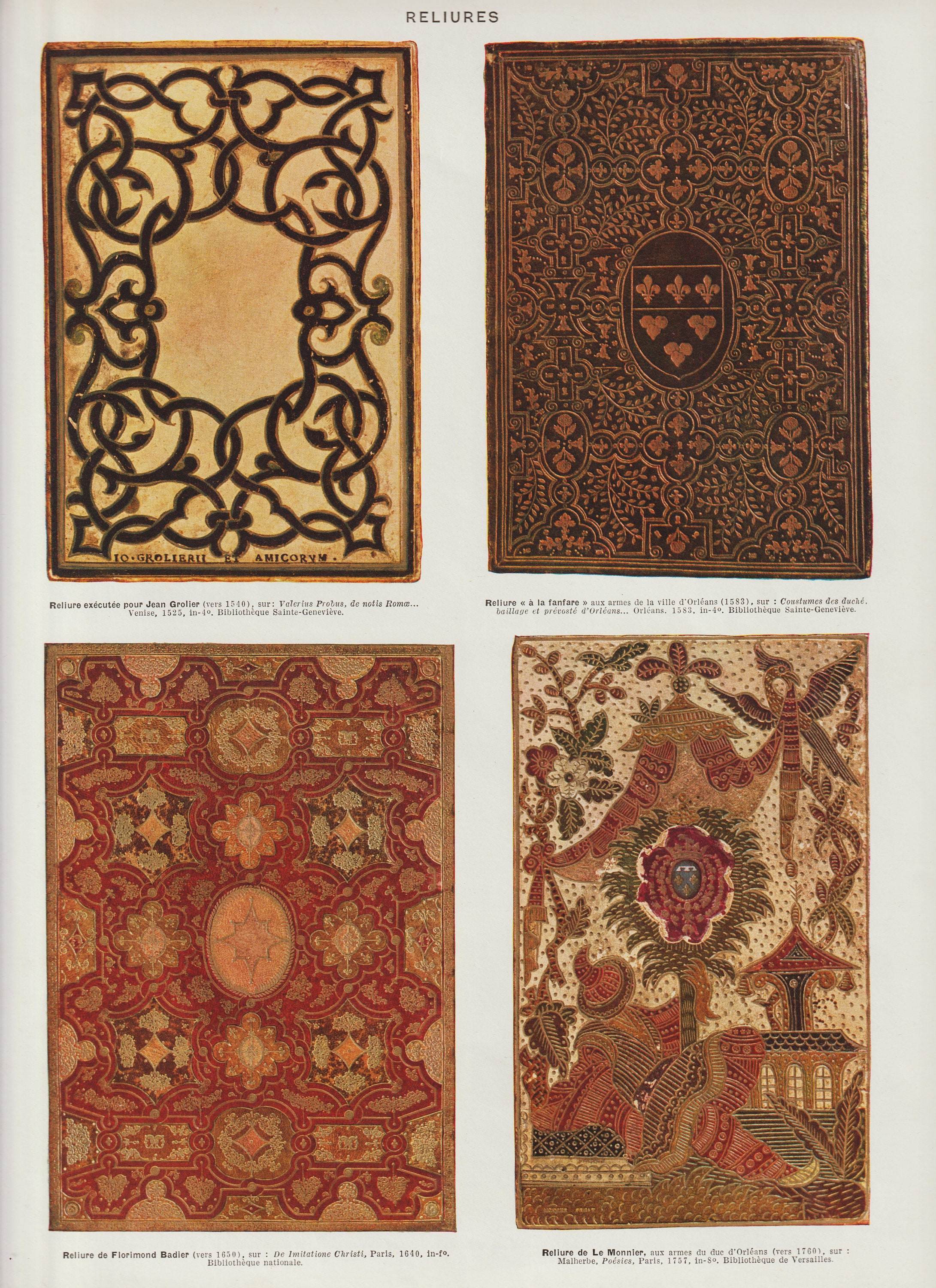 Colour Set Minatures Vintage Français Larousse Livre de Lithographie Impression Liaisons Reliures Cu