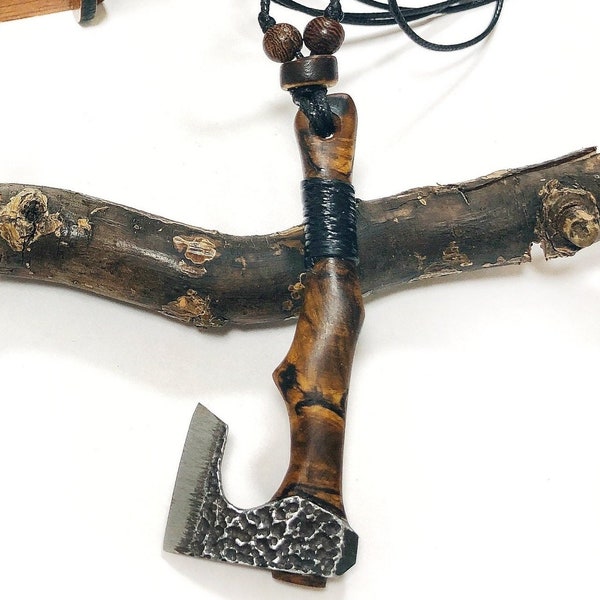 Steel Battle Axe Necklace, Mens Axe Pendant, Viking Axe Necklace, Kratos War Axe, Scandinavian Pendant, Viking Battle Axe Pendant, Men Gift