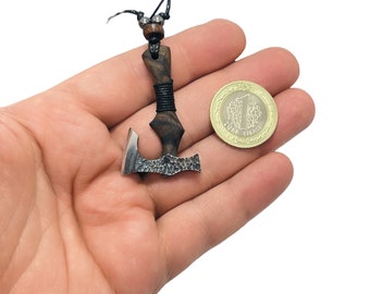 Steel Battle Axe Necklace, Mens Axe Pendant, Viking Axe Necklace, Kratos War Axe, Scandinavian Pendant, Viking Battle Axe Pendant, Men Gift