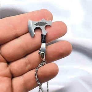 Collar de hacha de batalla de acero inoxidable, colgante de hacha para hombres, colgante escandinavo, colgante de hacha de batalla vikinga, regalo de hombres, regalo de mujeres, lobo fenrir