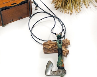 Steel Battle Axe Necklace, Mens Axe Pendant, Viking Axe Necklace, Kratos War Axe, Scandinavian Pendant, Viking Battle Axe Pendant, Men Gift
