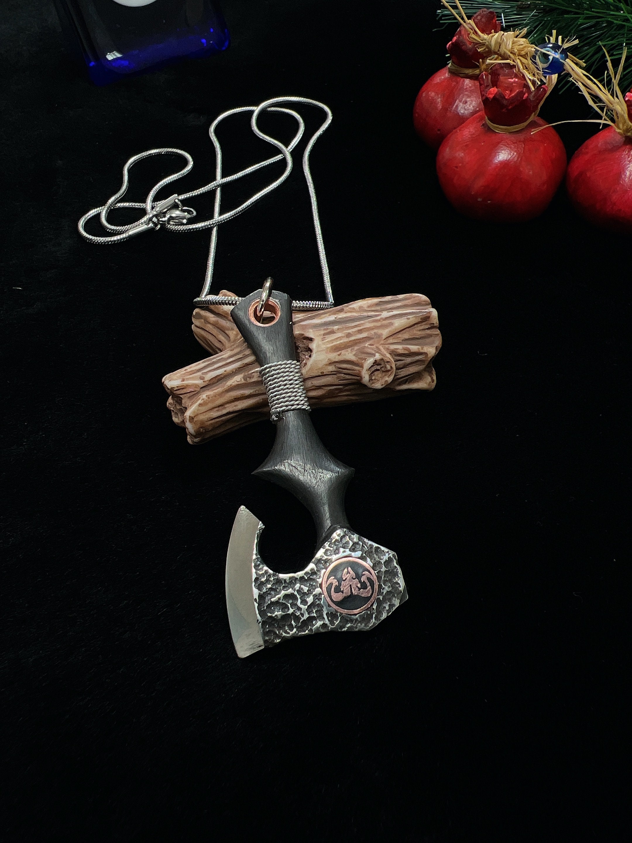 Stainless Steel Axe Necklace, Mens Axe Pendant, Vegvisir Symbole ...