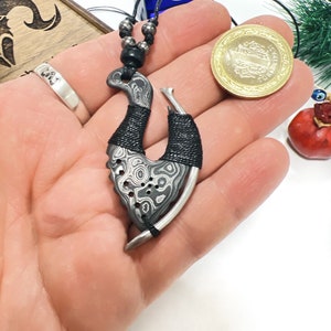 Maori Fish Damascus Hook Necklace, Men Jewelry, Men Skull, womenpendant, new zealand, MenGift, fishhook, fishpendant,tribal carving