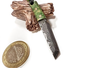 Japanese Tanto Knife Necklace, Handmadenecklace, Tantoknife, Japanese, Mens Jewelry, Mens knife Pendant, Sterling Men Gift, Damascus Steel