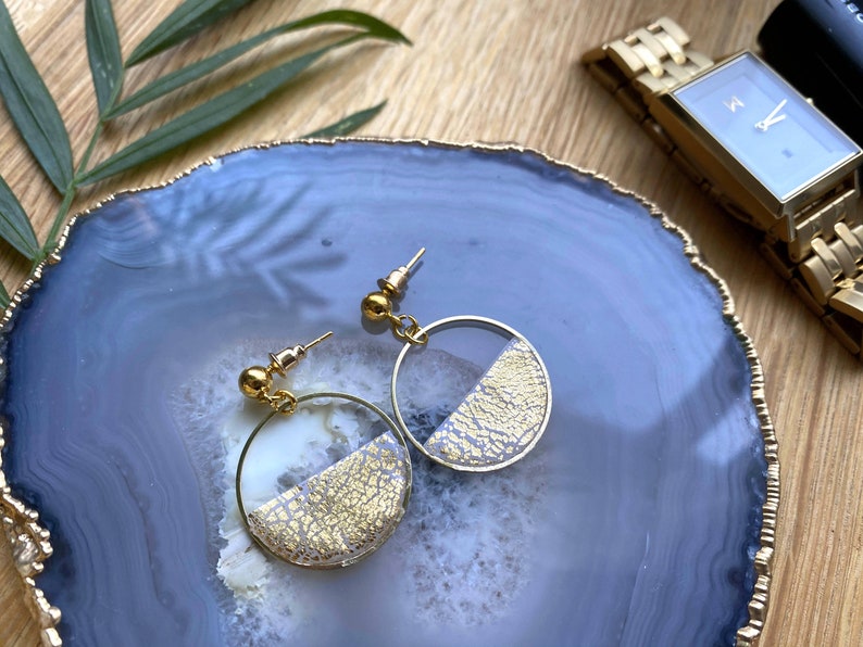 Half Full Gold Circle Hoop Earring