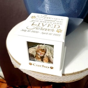 Cat Memorial Urn - Dog Urn Memorial - Small Pet Urn for ashes - Pet photo box Personalized Gift Keepsake Loss of pet